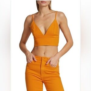 Alice + Olivia Carli Denim Crop Top